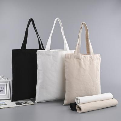 China Wholesale Reusable Blank Black White Blank Canvas Tote Bags Advertising Reusable Cotton Canvas Shopping Bag With Custom Print Logo for sale