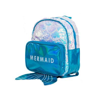 China Waterproof 2021 new laser sequins children backpack primary PU leather mermaid tail children girls school bags for sale