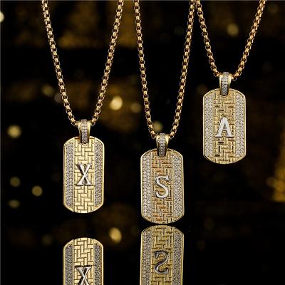 China Fashionable Hip Hop Brass 26 English Initial Letter Personality Necklace Gold Pendant Creative Simple Chain Jewelry for sale