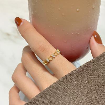 China FASHIONABLE Hot Sale Brass Gold Plated 18k Zirconia Ring Heart Shape Crystal Adjustable Open Ring Gold Plated For Women for sale