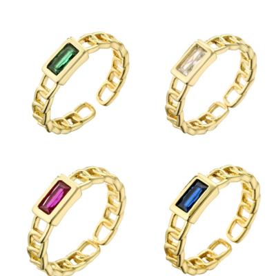 China Trendy Simple Design Simple Design Zirconia Ring 18k Gold Plated Ring Adjustable Open Gold Plated For Women for sale