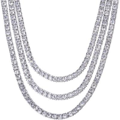 China 925 good quality punks Sterling Silver 3mm VVS Moissanite Diamond Tennis Necklace for sale