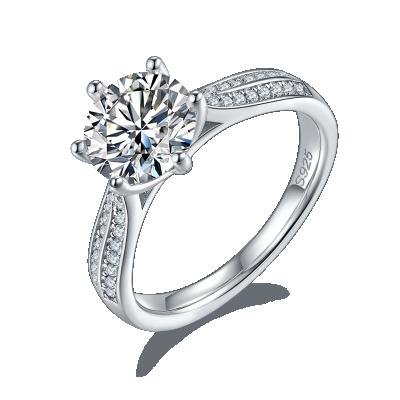 China Office / Career Girls Engagement Gift Plated Gold Moissanite Key Stone 2 Carat Moissanite Ring Halo for sale