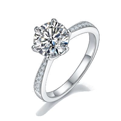 China Ethnic Romantic Jewelry Sterling Main Stone D Color 14k Moissanite Silver Ring 2ct for sale