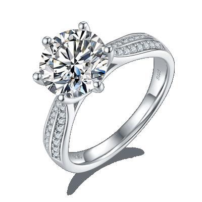 China Diamond Ring Forever Sparkle Real 925 Carat Moissanite Silver Ring CLASSICS Ring Main Stone 3 for sale