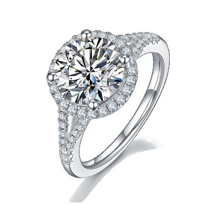 China Fancy Diamond Ring Silver Ring 925 Key Stone Vvs1 Moissanite Ring 3 Carat CLASSIC for sale