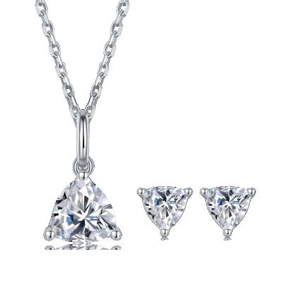 China 2021 TRENDY new fashion jewelry sets 925 Sterling Silver Moissanite Necklace Pendant Moissanite Diamond Earings for sale