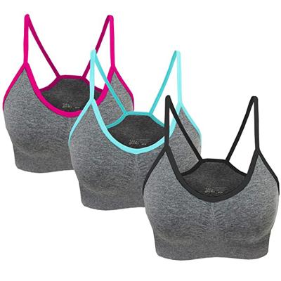 China New Removable Soft Breathable Nylon Padded Seamless Mesh Halter Sports Bra Running Fitness Yoga for sale