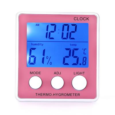 China Digital Indoor Plastic Hygrometer Magnet Backlight Alarm Clock Room Thermometer for sale