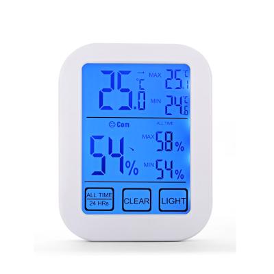 China Factory Deals Touch Screen Backlight Max Min Records Digital Hygrometer Indoor Room Seasonal Thermometer for sale