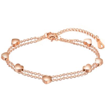 China Heart Bohemian Multilayer Rose Bohemian Lady's CLASSIC Stainless Steel Adjustable Chain Gold Jewelry Bracelet for sale