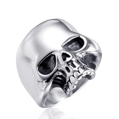 China Ethnic black gold plating in cool running jewelry skull design stainless steel boys punk rings from whosale for sale