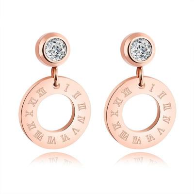 China CLASSIC hot sale retro simple cheap pure gold Roman numeral 14k 22k fashion dangle earrings for unisex for sale