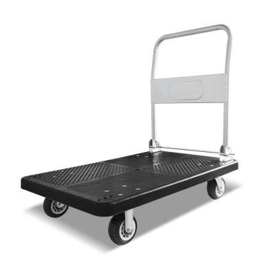 China Shopping Four Wheels Foldable Hand Truck / Plastic Shopping Trolley Platform Cart For Warehouse for sale