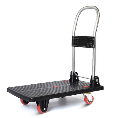 China Transoprt flat hand psuh cart folded shopping cart for high quality hand push warehouse goods movingWarehouse tool cart flat transport for sale