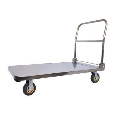 China 500 Kg Heavy Duty Transoprt Goods Transport Stainless Steel Platform Foldable Industrial Truck Trolley Cart for sale