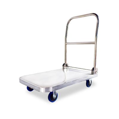 China Transport Cargo Stainless Steel Hand Truck Cart Foldable Platform Cart For Warehouse for sale