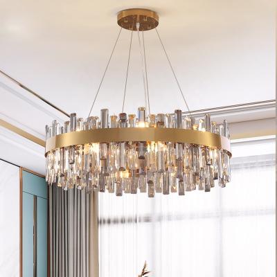 China Dining room table post-modern living room simple home luxury hotel gold led round chandelier ring light chandelier for sale