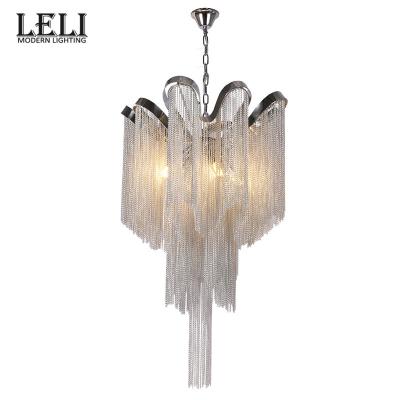 China Luxury Lighting Modern Designer Lamps Pendant Silver Chain Chandelier for sale