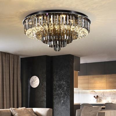 China Modern Luxury Modern Smoke Chandeliers Gray Crystal Lights Hanging Lamp For Low Ceiling Living Room Bedroom for sale