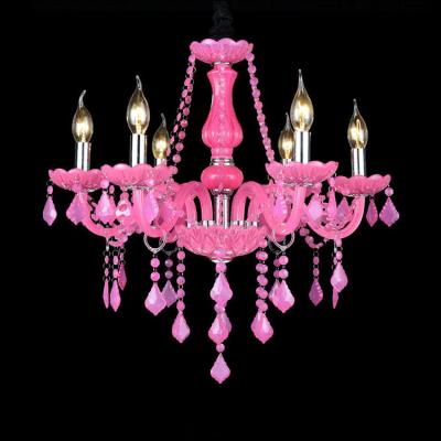 China Contemporary Baby Bedroom Crystal Pendant Lamp Lighting Pink Chandelier for sale