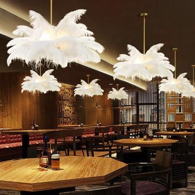 China Post-modern Creative Pendant Hanging Light Ostrich Feather Chandelier for Modern Restaurant Living Room Dining Room for sale