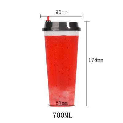 China food & Wholesale 500ML pp Clear Printed Juice/Dessert Cup Suppliers Logo Disposable Take Away Plastic Beverage Packaging With Lid for sale