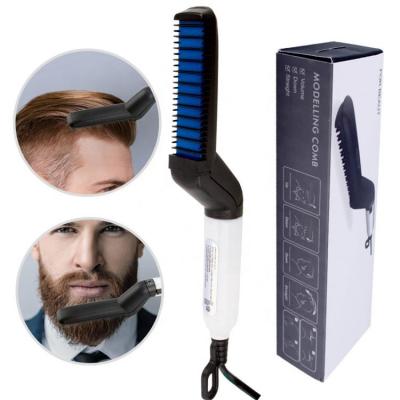 China Household Electric Ceramic Beard Straightening Brush Comb Iron Hair Straightener For Men for sale