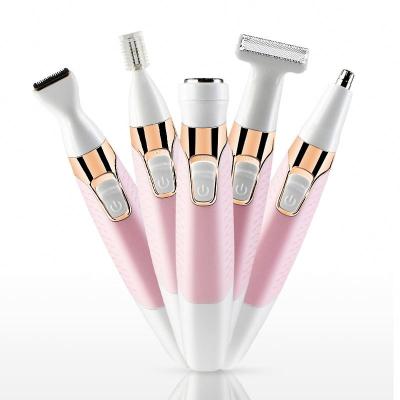 China New Usb 5 In 1 Multifunctional Lady Lady Eyebrow Trimmer Shaver Outdoor Electric Nose Hair Removal Device for sale