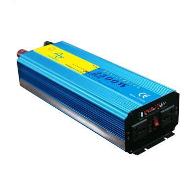 China Aluminum Alloy Factory Outlet Dual Input Voltage Off Grid Power Inverter 2.5KW DC 12V To AC 220V Solar System Blue Pure Sine Wave Inverter for sale