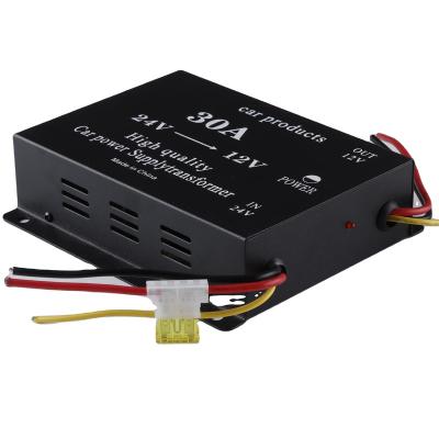 China High quality truck dc converter 24v car power supply transformer car truck products 12v to big 30A with fan for sale