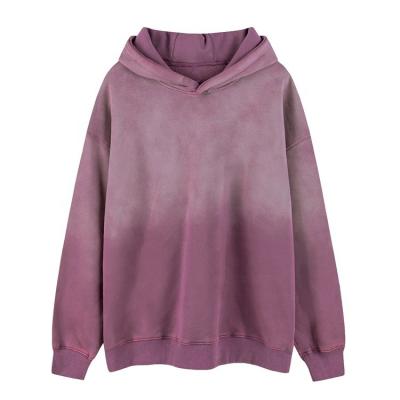 China Breathable High Quality Drop Shoulder Men Pullover Hoodies Plain Color Vintage Wash Faded French Terry Hoodie Unisex for sale