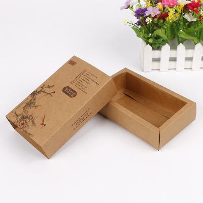 China Recycled Materials Custom Order Private Logo Printed Slide Drawer Boxes With Recyclable Natural Brown Sleeve Kraft Paper Packaging Box for sale