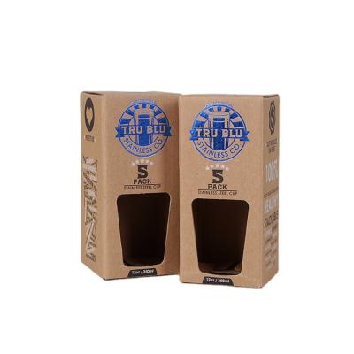 China Custom Order Gift Biodegradable Durable Corrugated Paper Packing Boxes For Cup With Window Glass Bottle Packaging Retail Box for sale