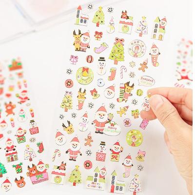 China Decorative Sticker Custom Design Christmas Kiss Cut Vinyl Stickers Cover For Kids Snowman Decoration Retail Sticker for sale