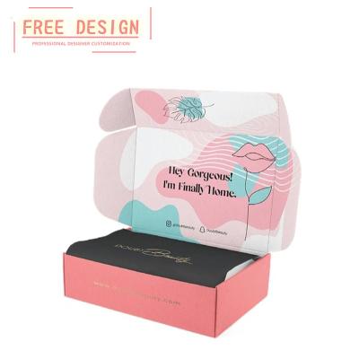 China Recyclable Design Pale Pink Free Custom Corrugated Paper Box For Women Skin Care / Cosmetic / Small Beauty Subscription Product Packaging for sale