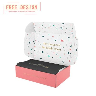 China Free Design Pink Recyclable / Quick Turnaround Custom Printed B Fluff Corrugated Paper Packaging Box For Makeup / Beauty / Apparel / Snacks for sale