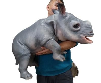 China Realistic Amusement Park Dinosaur Baby Rhinoceros Hand Puppet Dinosaur Products for sale