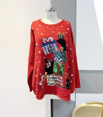 China 2021 Fashion Winter Anti-shrink Custom Ugly Women Knitted Sweater Christmas With Gift for sale