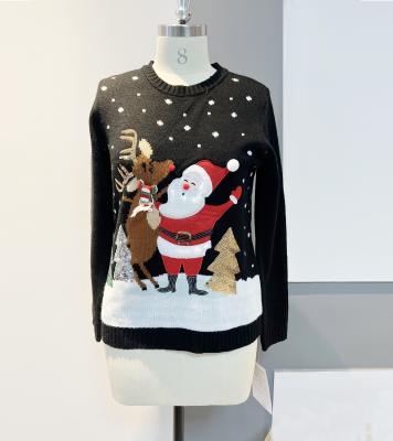 China 2020 Factory Custom Ugly Anti Shrink Winter Sweater Women Knitted Sweater Christmas with Santa Claus and Elks for sale