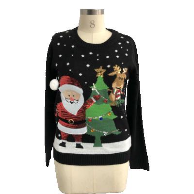 China Anti-Shrink Fashion Snowman And Elk Sweater Women'S Warm Cute Christmas Sweater Happily for sale