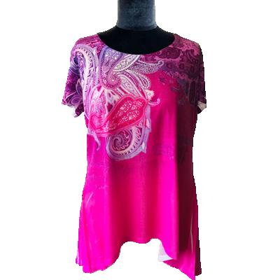 China Hot Selling Ladies Anti-Wrinkle Short Sleeve Round Neck Short Fuchsia Casual Oversized T-shirt Dress Women for sale