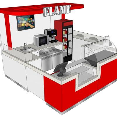 China PANEL Mall Kiosk Cafe Counter Fast Food Pioneer Customized Kiosk Coffee Kiosk Design for sale