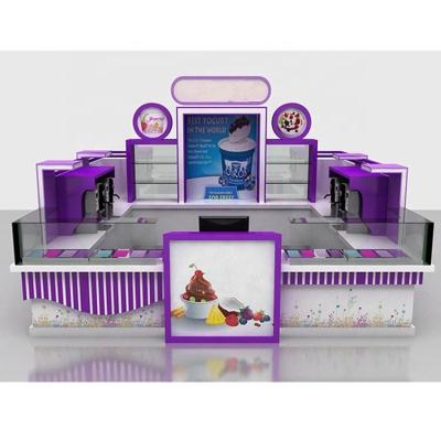 China PANEL Commercial Frozen Yogurt Kiosk Fashion Ice Squeaker Rack Yogurt Food Stall for sale