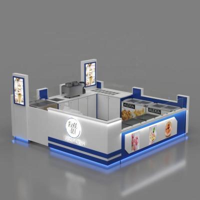 China PANEL Customized Rolled Ice Cream Kiosk Frozen Yogurt Kiosk Coffee Kiosk For Mall for sale