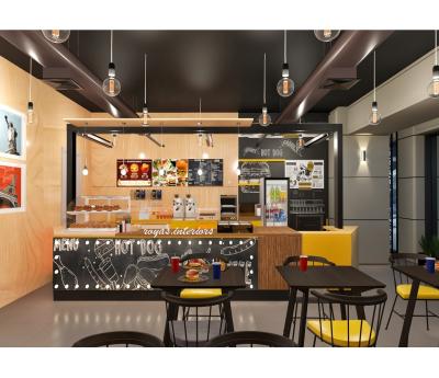 China fast food chain store interior design burger shop furniture pizza shop solid wood counter for sale for sale