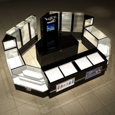 China PANEL Glass Jewelry Display Showcase Mall Kiosk Jewelry Store Showcase Cabinet for sale