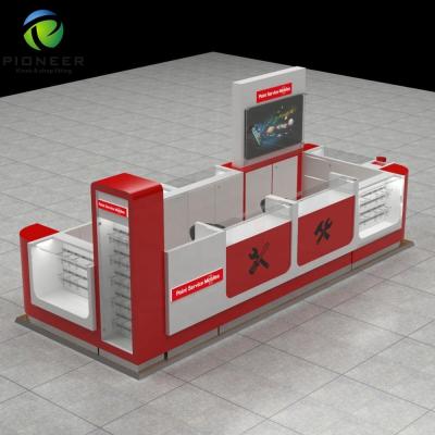 China Savings phone kiosk brand design store counter mall french mobile accomplice kiosk for sale