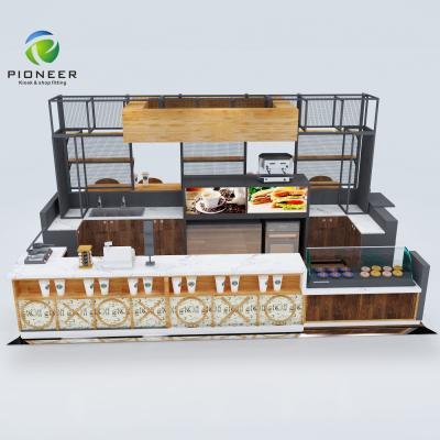 China Pioneer Coffee Bar Decoration Solid Wood Coffee Kiosk Designs Coffee Kiosk for sale