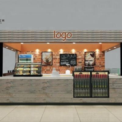 China Pioneer Beverage Kiosk Food Store Coffee Mall Coffee Kiosk Solid Wood Interior Design for sale